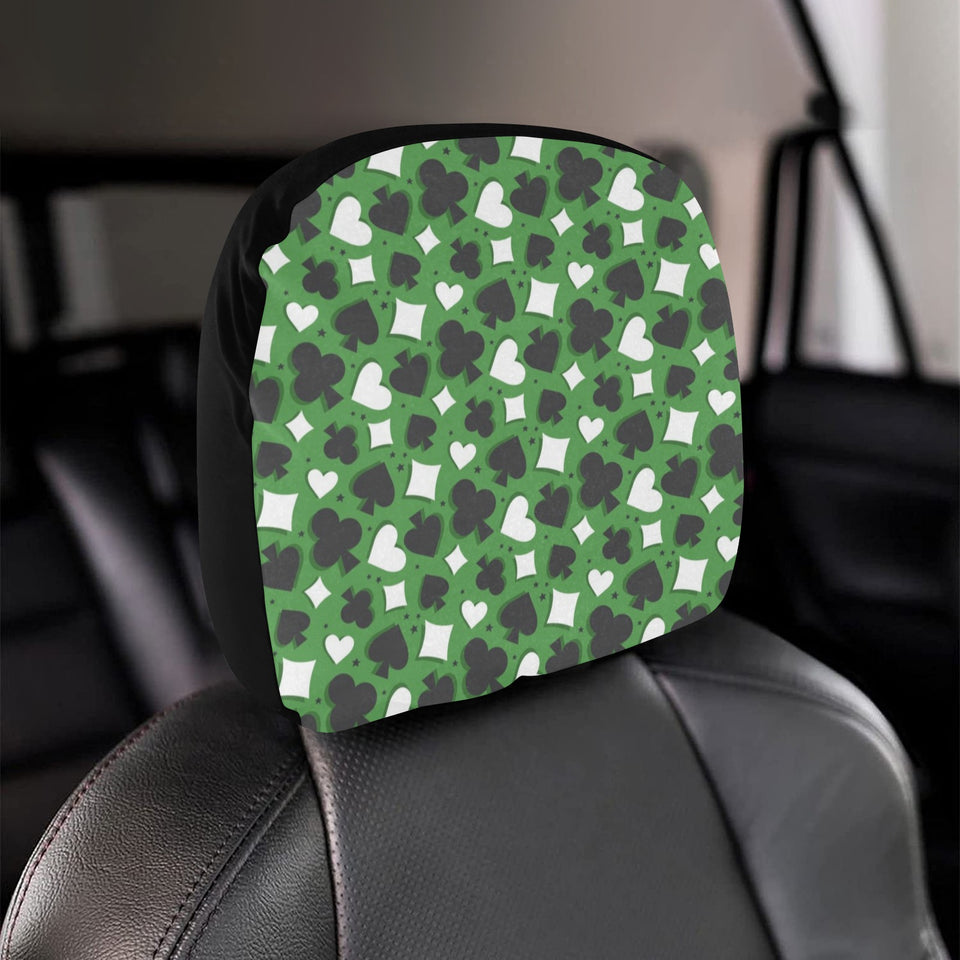 Casino Cards Suits Pattern Print Design 02 Car Headrest Cover