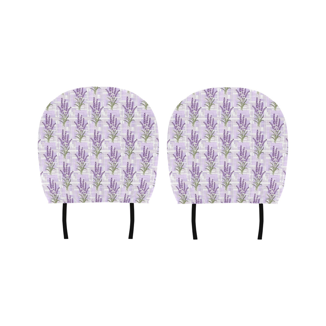 Lavender Pattern Theme Car Headrest Cover