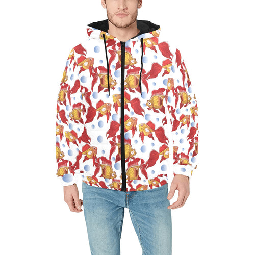 Goldfish Pattern Print Design 02 Men's Padded Hooded Jacket(ModelH42)