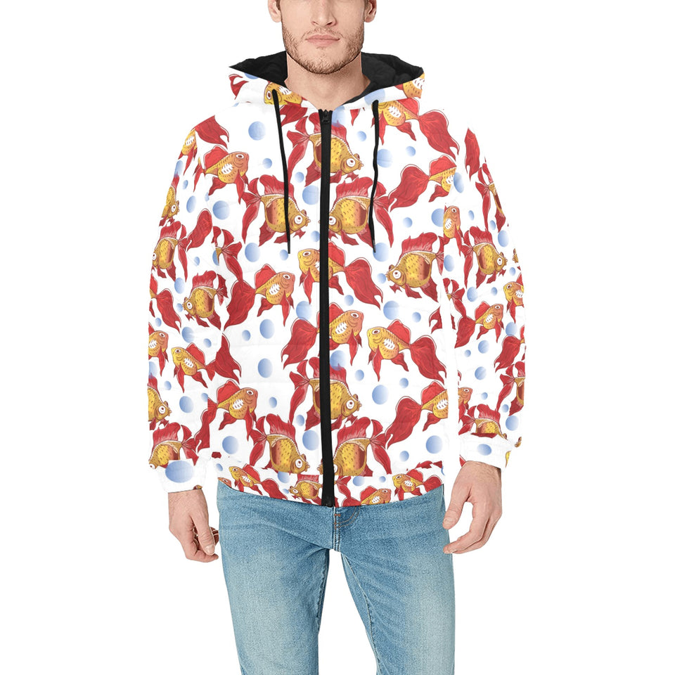 Goldfish Pattern Print Design 02 Men's Padded Hooded Jacket(ModelH42)