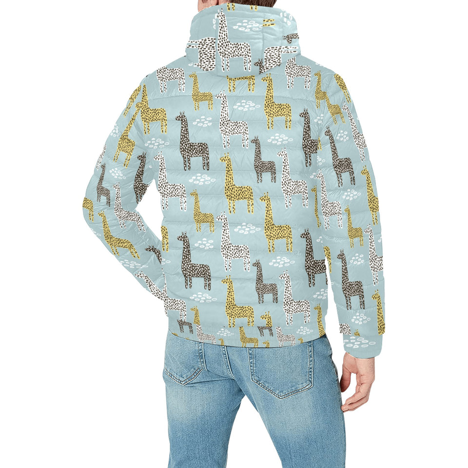 Giraffe Pattern Print Design 03 Men's Padded Hooded Jacket(ModelH42)