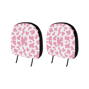 Pink Cow Skin Pattern Car Headrest Cover