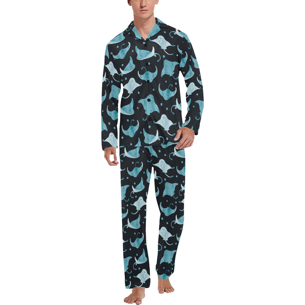 Stingray Pattern Print Design 04 Men's Long Pajama Set