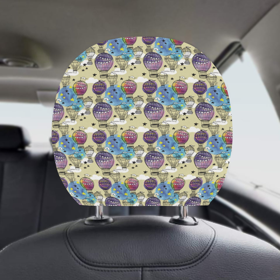 Hot Air Balloon Water Color Pattern Car Headrest Cover