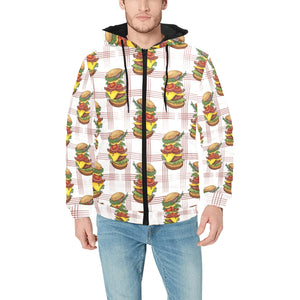 Hamburger Pattern Print Design 03 Men's Padded Hooded Jacket(ModelH42)