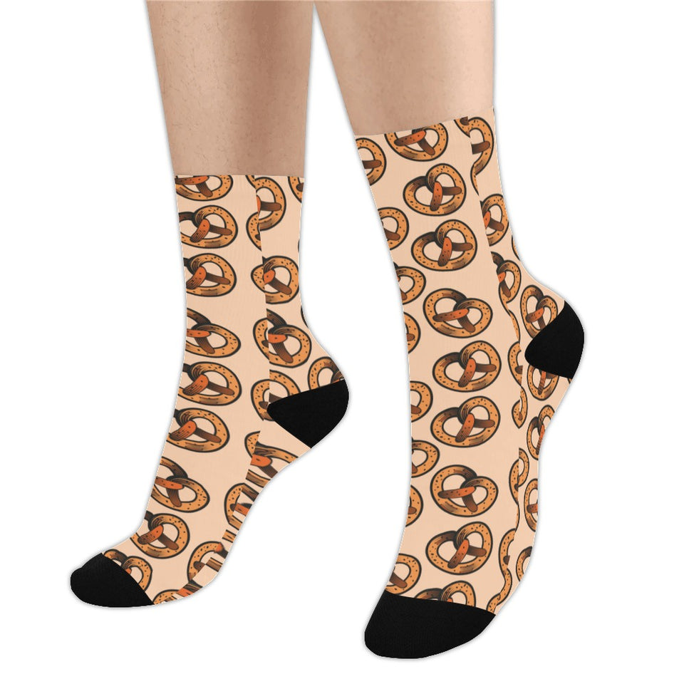 Pretzels Pattern Print Design 02 Crew Socks