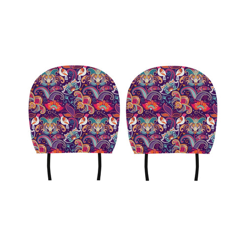 Indian Pattern Background Car Headrest Cover