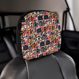 Camera Pattern Print Design 01 Car Headrest Cover