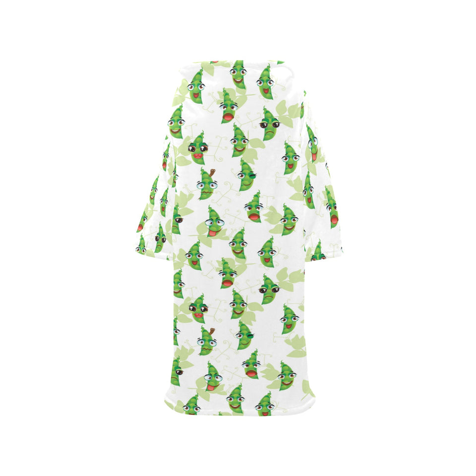 Green Peas Pattern Print Design 04 Blanket Robe with Sleeves