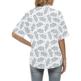 Hippopotamus Pattern Print Design 01 Women's All Over Print Hawaiian Shirt