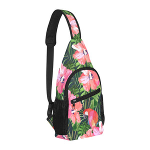 Parrot Leaves Pattern All Over Print Chest Bag