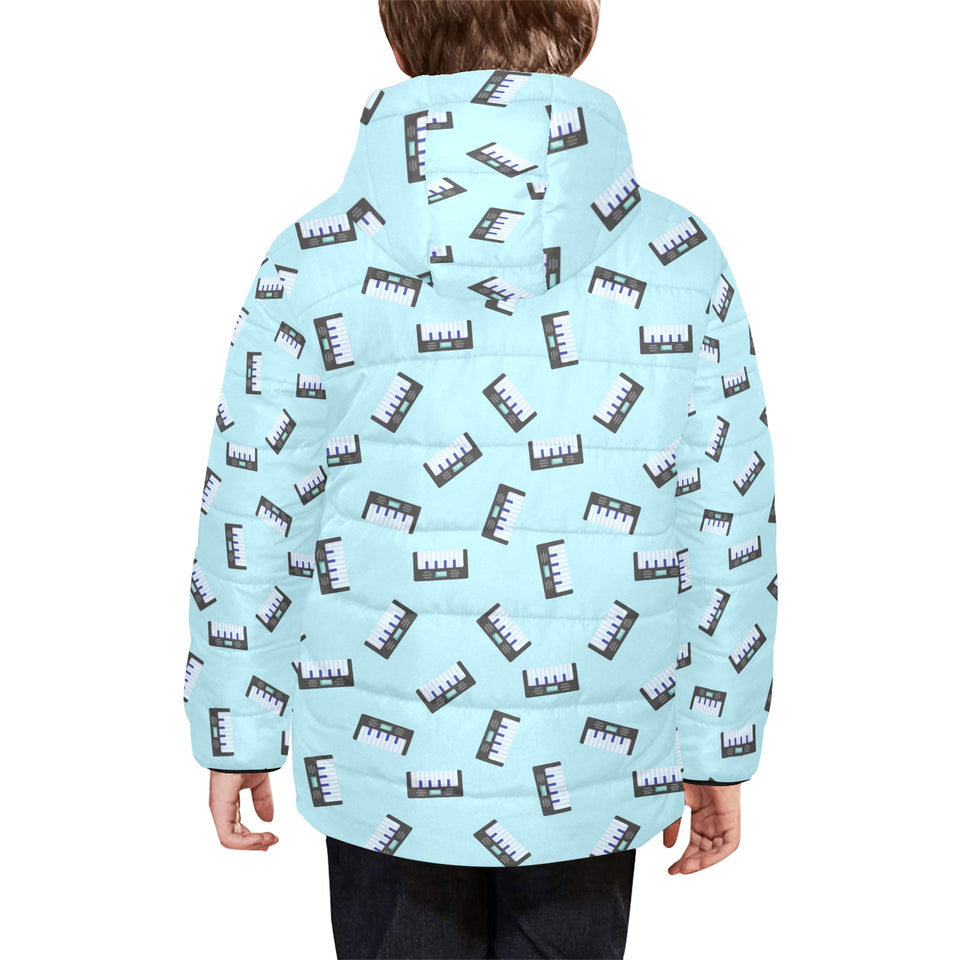 Piano Pattern Print Design 05 Kids' Boys' Girls' Padded Hooded Jacket