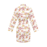 Tea pots Pattern Print Design 01 Women's Long Sleeve Belted Night Robe