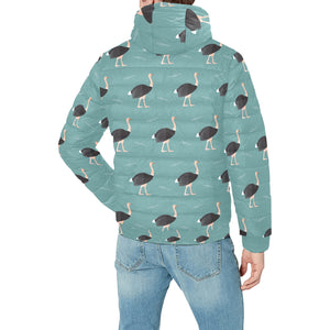 Ostrich Pattern Print Design 01 Men's Padded Hooded Jacket(ModelH42)