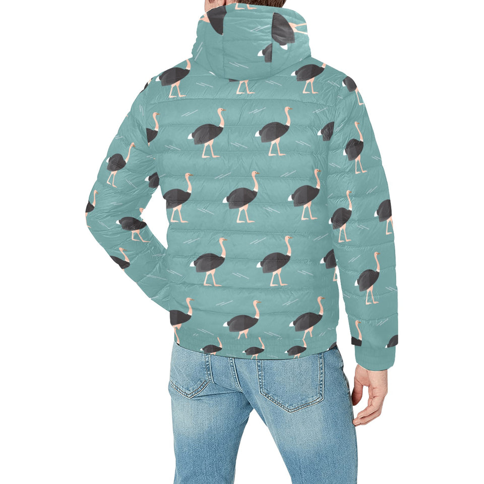 Ostrich Pattern Print Design 01 Men's Padded Hooded Jacket(ModelH42)