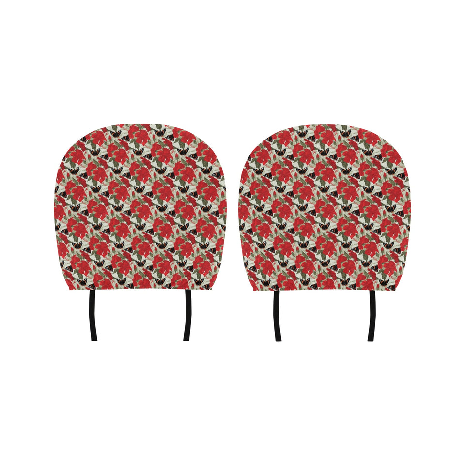 Hibiscus Pattern Print Design 04 Car Headrest Cover