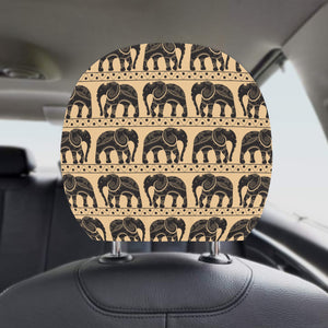 Elephant Pattern Ethnic Motifs Car Headrest Cover