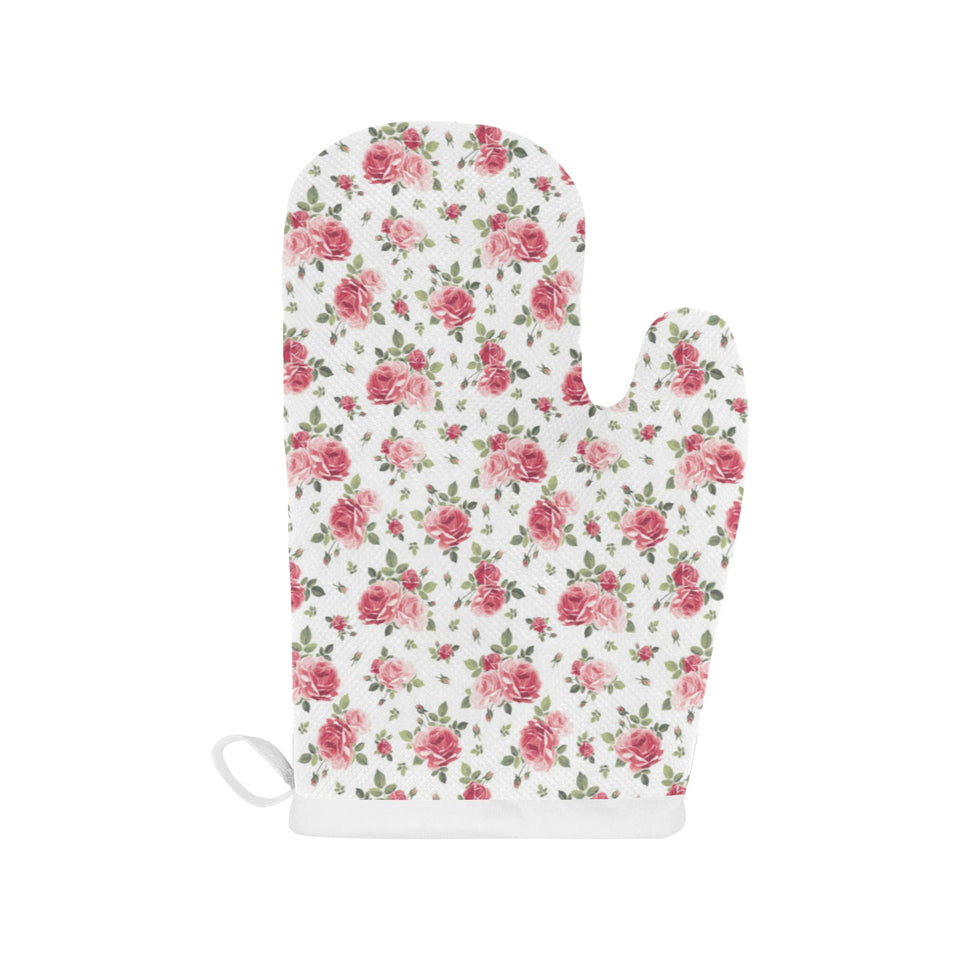 Rose Pattern Print Design 02 Heat Resistant Oven Mitts