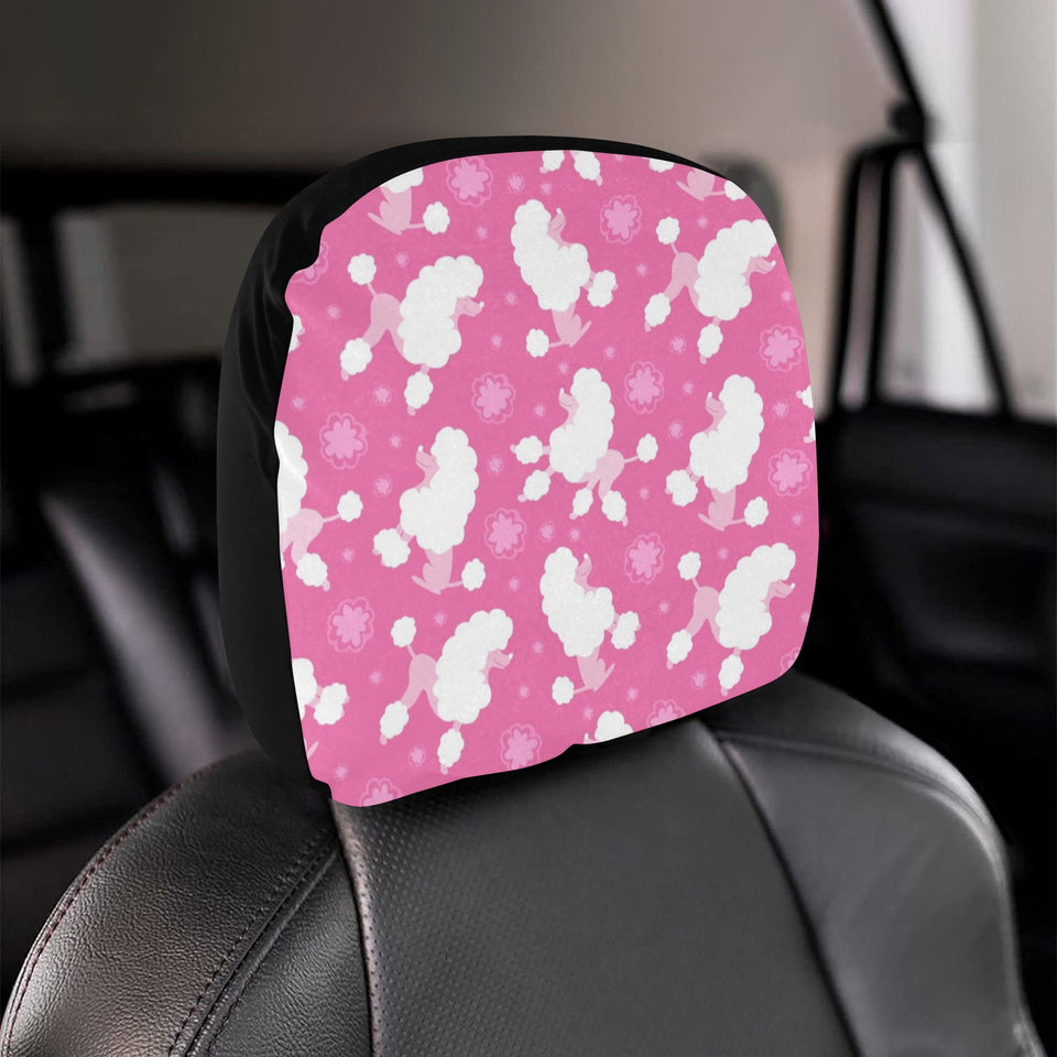 Poodle Pink Theme Pattern Car Headrest Cover