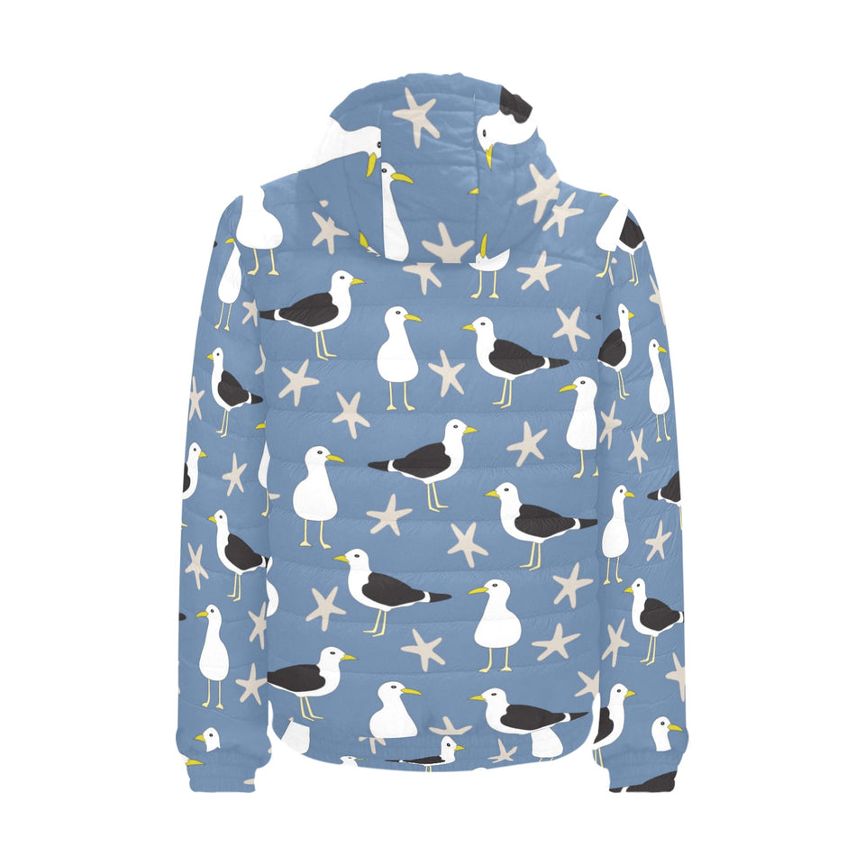 Seagull Pattern Print Design 01 Men's Padded Hooded Jacket(ModelH42)