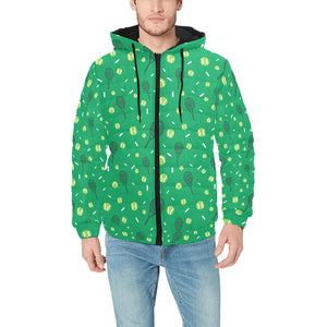 Tennis Pattern Print Design 03 Men's Padded Hooded Jacket(ModelH42)