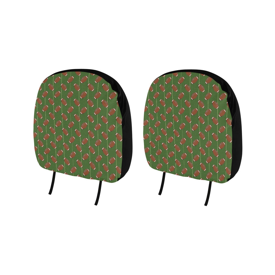 American Football Ball Pattern Green Background Car Headrest Cover