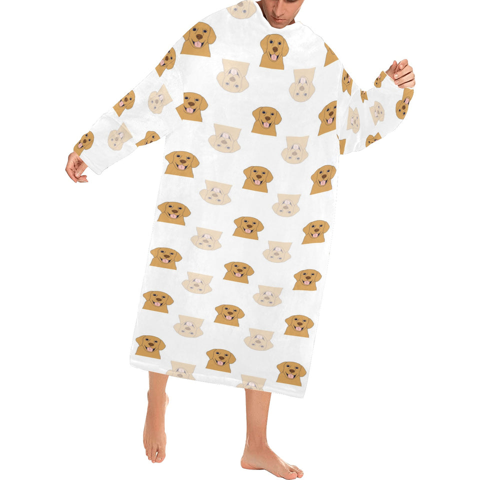 Golden Retriever Pattern Print Design 03 Blanket Robe with Sleeves