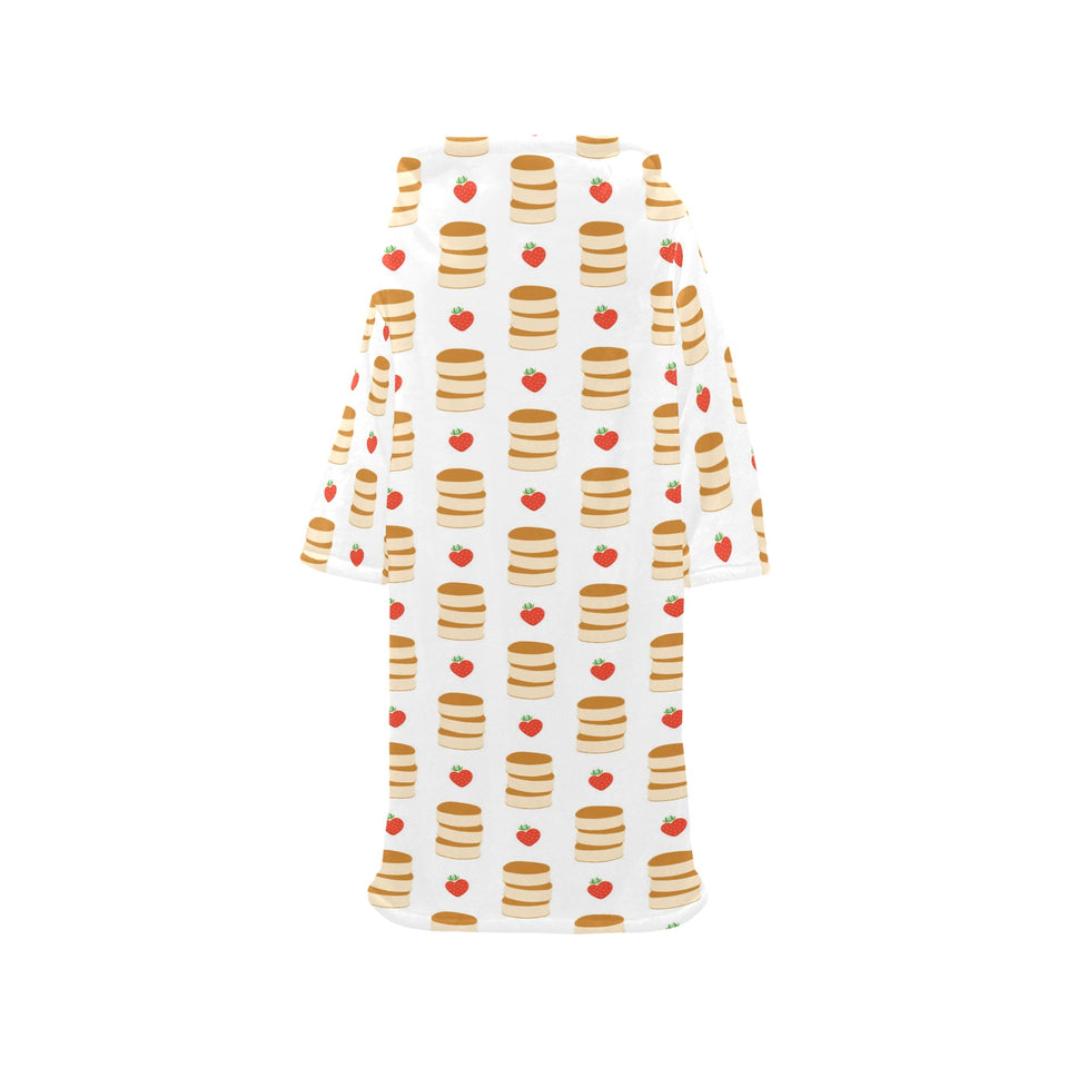 Pancake Pattern Print Design 02 Blanket Robe with Sleeves