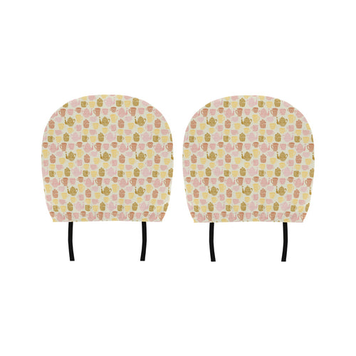 Tea pots Pattern Print Design 02 Car Headrest Cover