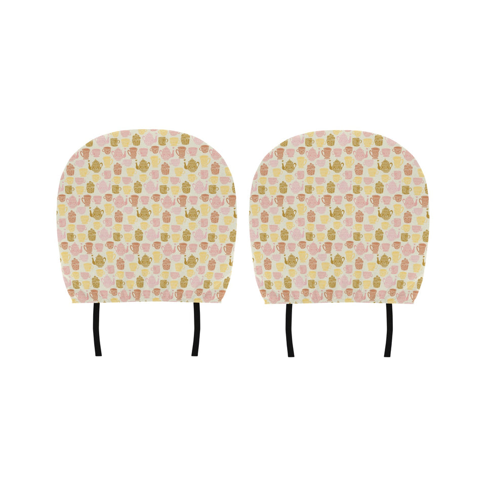 Tea pots Pattern Print Design 02 Car Headrest Cover