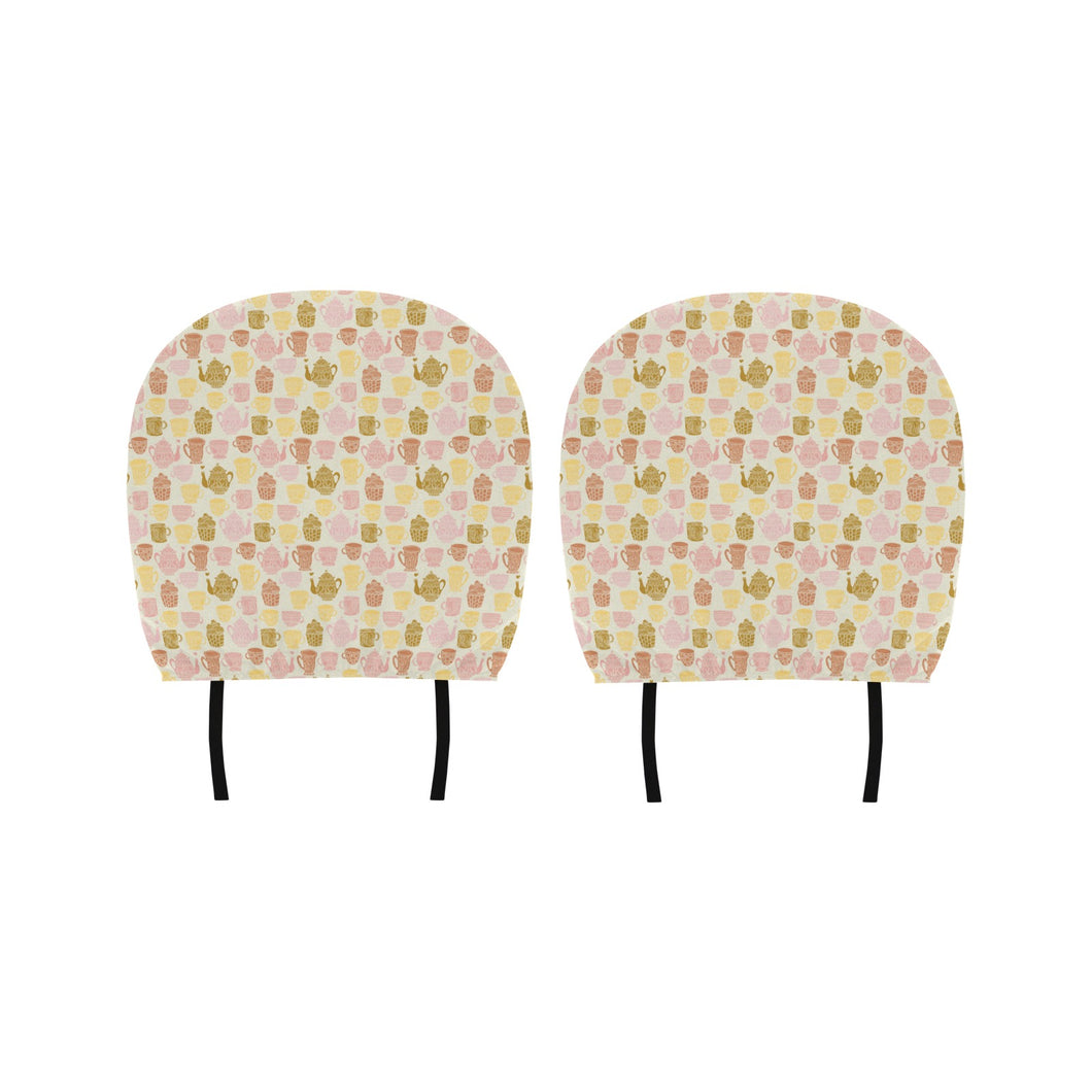 Tea pots Pattern Print Design 02 Car Headrest Cover