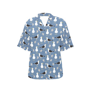 Seagull Pattern Print Design 01 Women's All Over Print Hawaiian Shirt