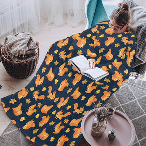 Squirrel Pattern Print Design 05 Blanket Robe with Sleeves