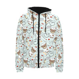 Teddy Bear Pattern Print Design 02 Men's Padded Hooded Jacket(ModelH42)