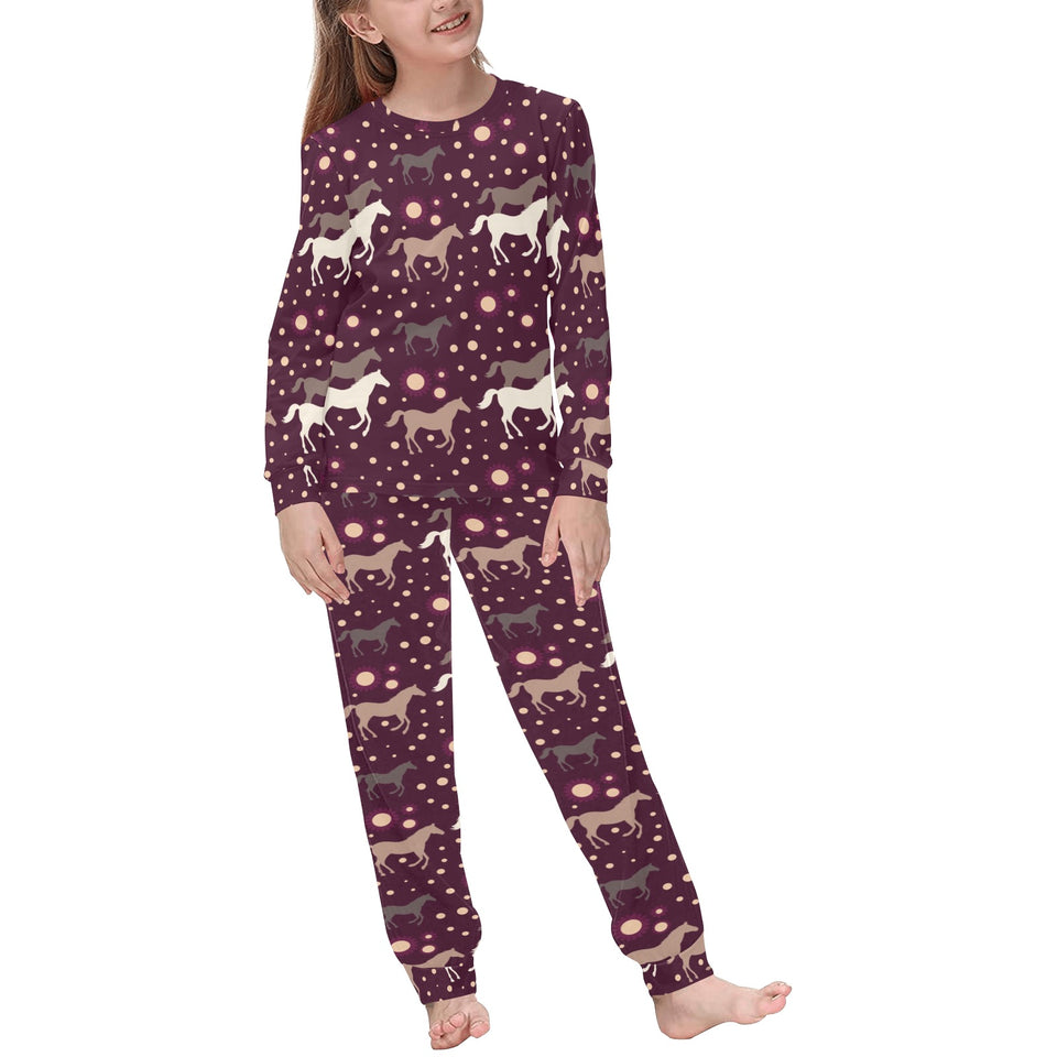 Horse Pattern Background Kids' Boys' Girls' All Over Print Pajama Set