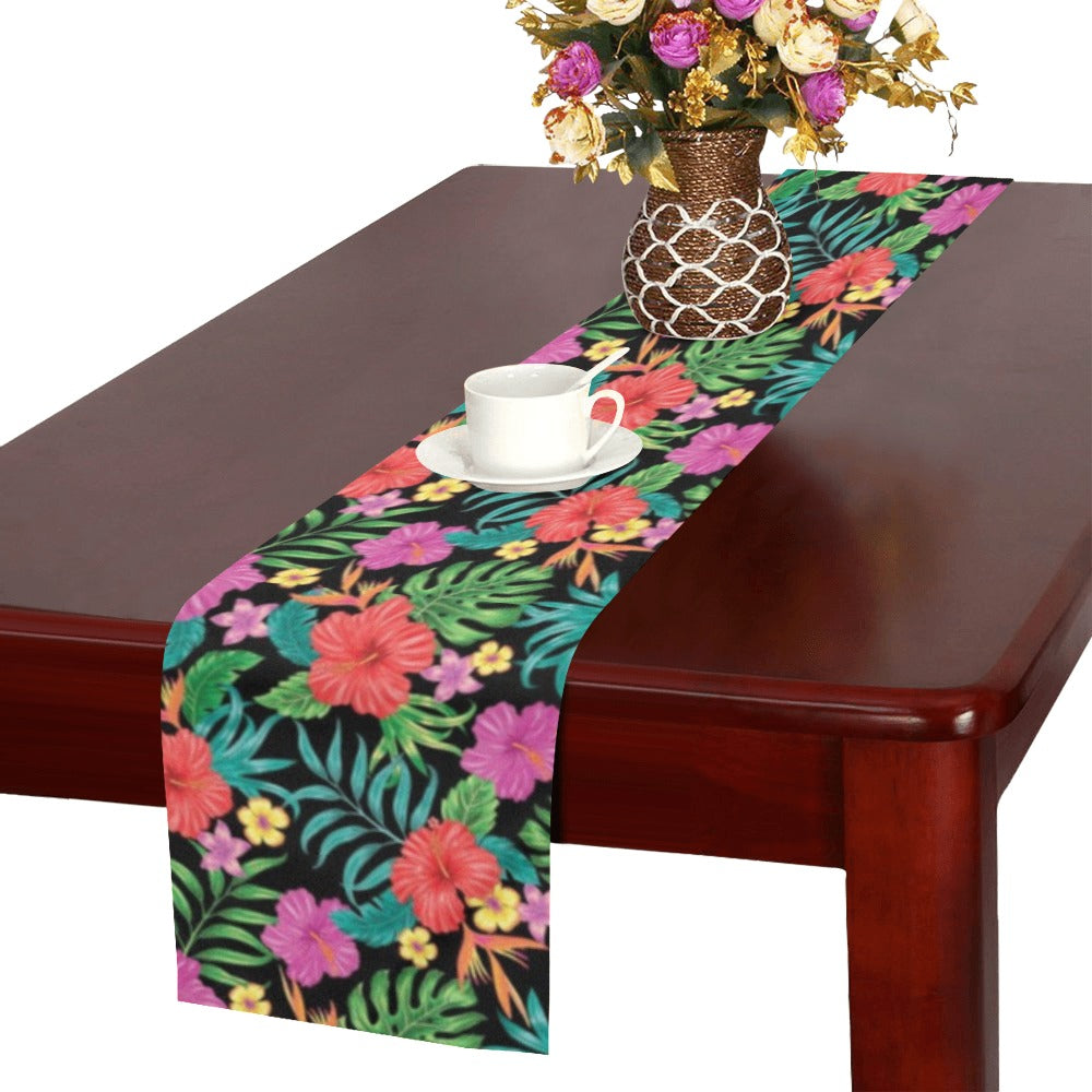 Hibiscus Pattern Print Design 01 Table Runner