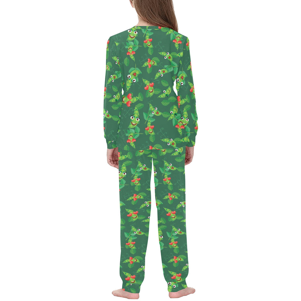 Green Peas Pattern Print Design 05 Kids' Boys' Girls' All Over Print Pajama Set