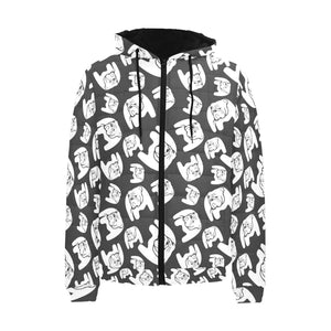 English Bulldog Pattern Print Design 02 Men's Padded Hooded Jacket(ModelH42)