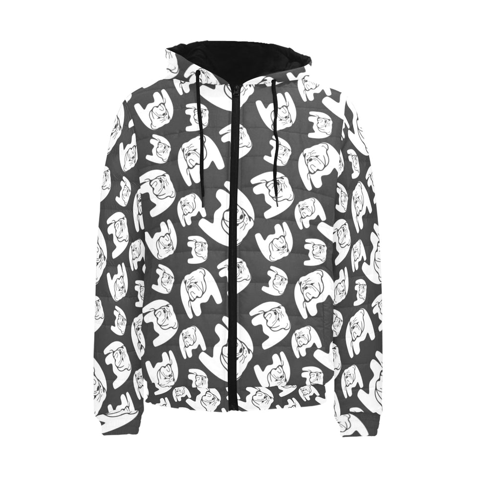 English Bulldog Pattern Print Design 02 Men's Padded Hooded Jacket(ModelH42)