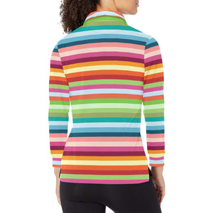 Rainbow Pattern Women's Long Sleeve Polo Shirt