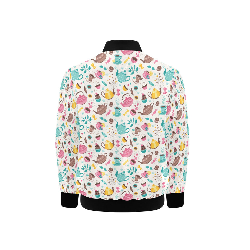 Tea pots Pattern Print Design 05 Kids' Boys' Girls' Bomber Jacket