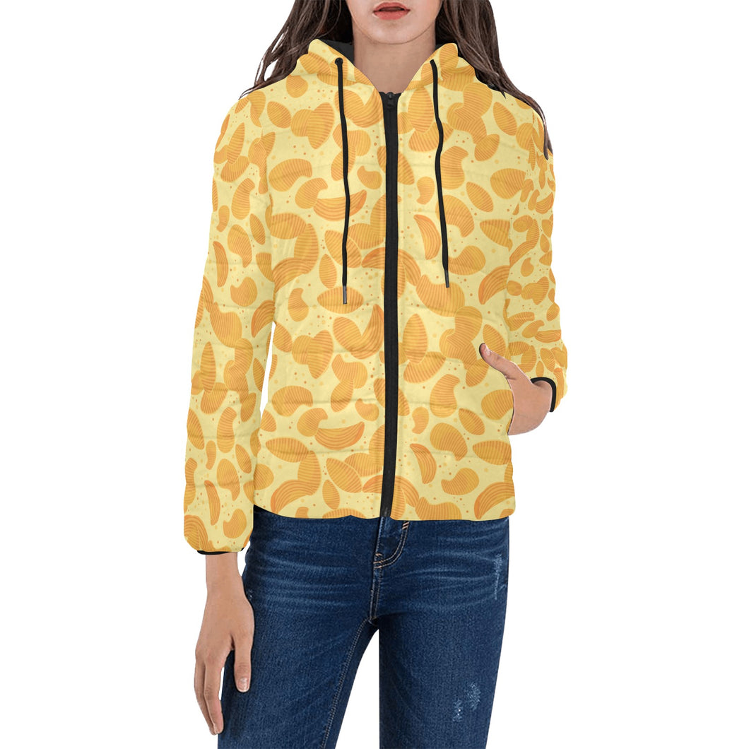 Potato Chips Pattern Print Design 04 Women's Padded Hooded Jacket