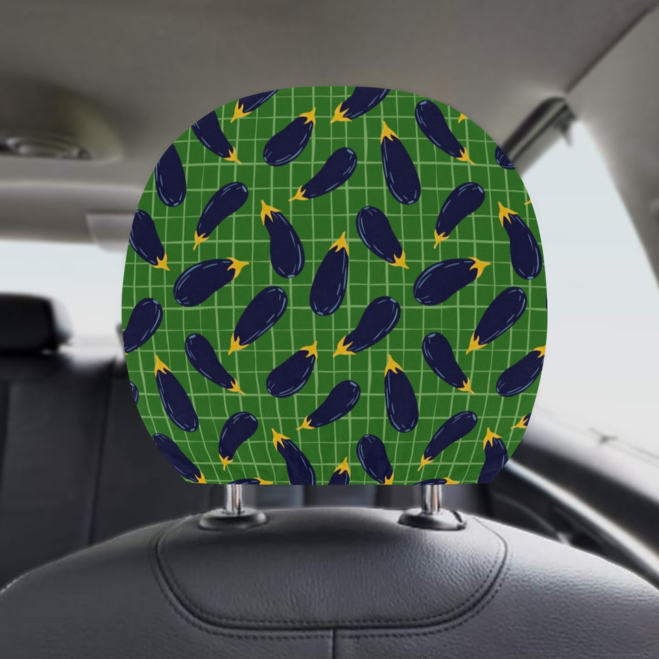 Eggplant Pattern Print Design 04 Car Headrest Cover