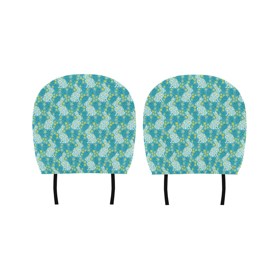 Rabbit Flower Theme Pattern Car Headrest Cover