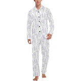 Eiffel Tower Lavender Pattern Print Design 01 Men's Long Pajama Set