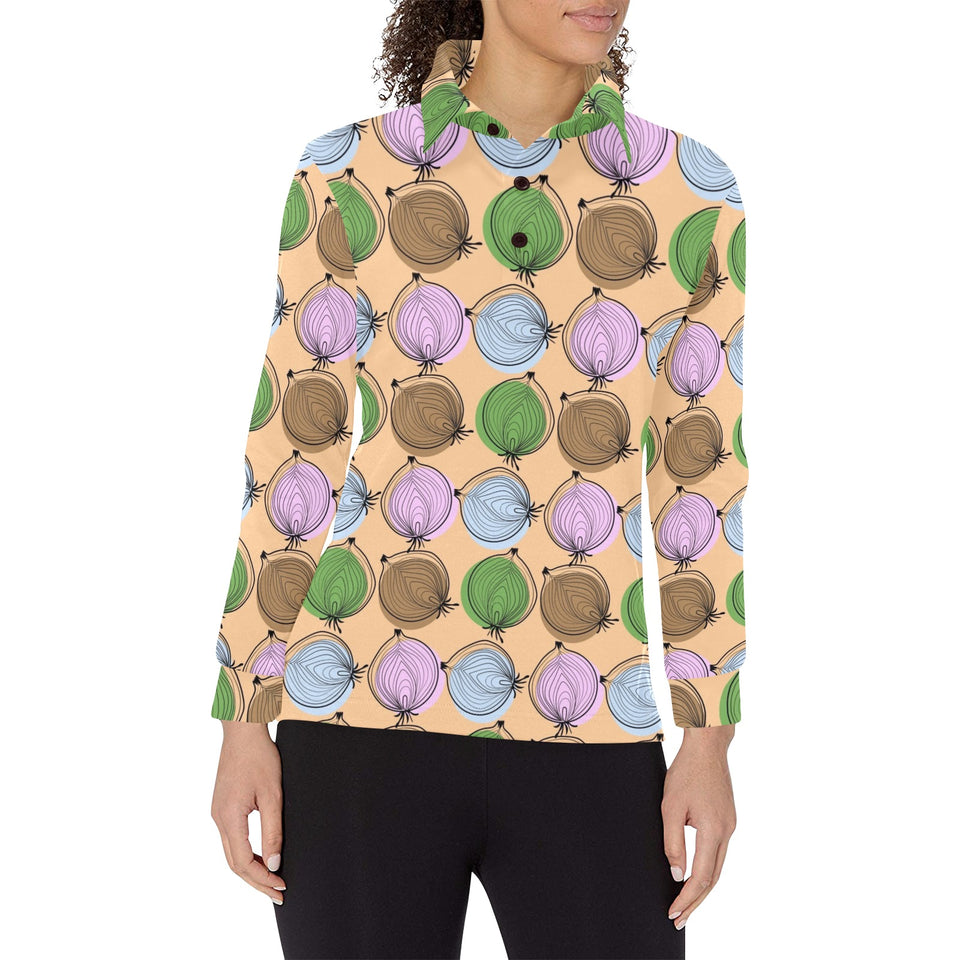 Onion Pattern Women's Long Sleeve Polo Shirt