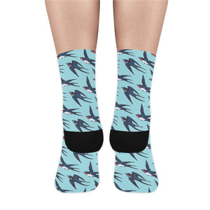 Swallow Pattern Print Design 01 Crew Socks