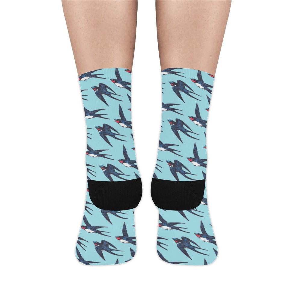 Swallow Pattern Print Design 01 Crew Socks