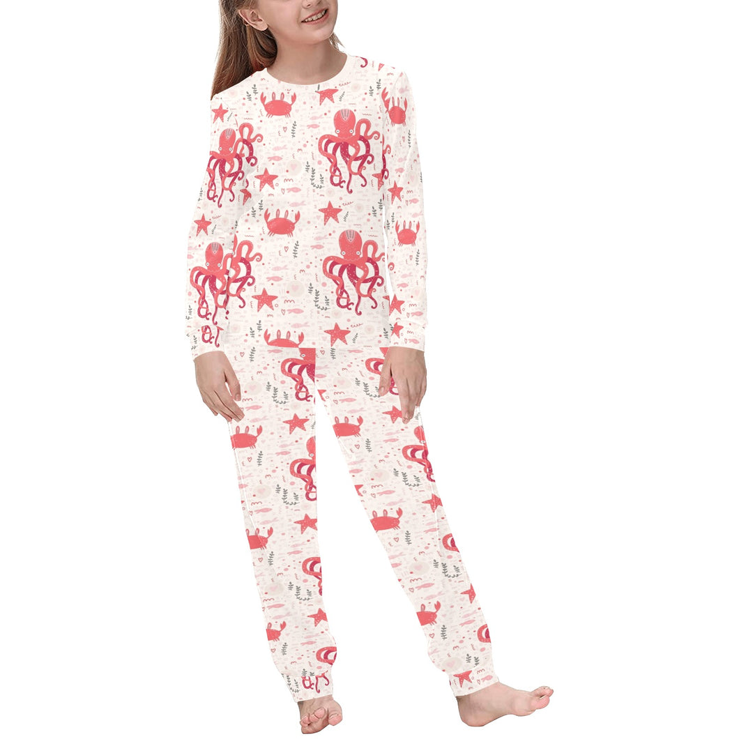 Octopus Crab Starfish Pattern Kids' Boys' Girls' All Over Print Pajama Set