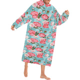 Rose Pattern Print Design 03 Blanket Robe with Sleeves